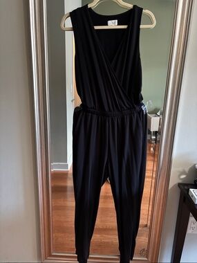 Lou & Grey Black Sleeveless Wrap Jumpsuit